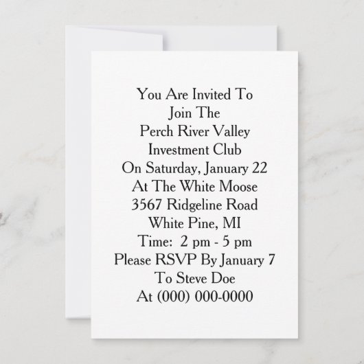 ユニークなヴィンテージのスタイルの投資クラブの招待状 招待状 (裏面)