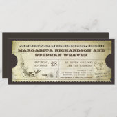 ユニークなヴィンテージのチケットの婚約パーティの招待状 招待状 (正面/裏面)