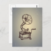 ユニークなヴィンテージ・フォノグラフ。レトロスタイルの蓄音機 ポストカード (正面/裏面)