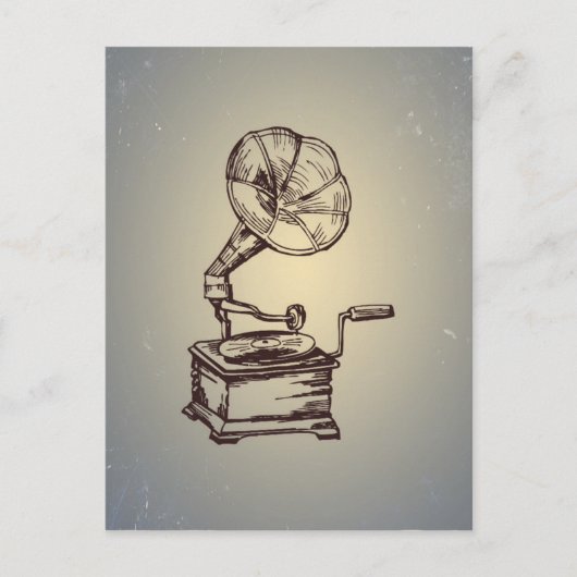 ユニークなヴィンテージ・フォノグラフ。レトロスタイルの蓄音機 ポストカード (正面)