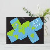 ユニークな世界地図のインタラクティブホリデーカード シーズンカード (スタンド正面)