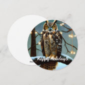 ユニークな丸型 ホオスズメフクロウのホリデーカード シーズンカード (正面/裏面)