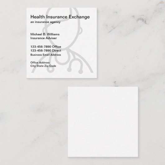 ユニークな保険代理店 スクエア名刺 (正面/裏面)