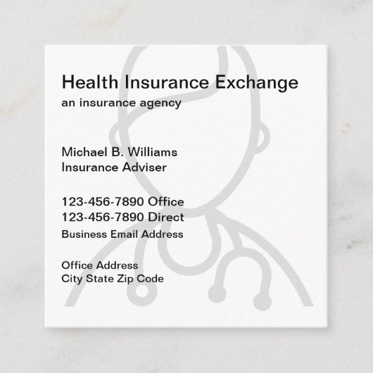ユニークな保険代理店 スクエア名刺 (正面)