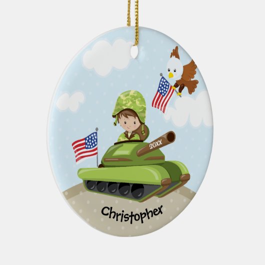 ユニークな兵士の男の子のクリスマスのオーナメント セラミックオーナメント (右)