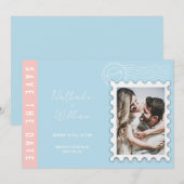 ユニークな写真で「Save the date」の結婚式招待状 招待状 (正面/裏面)