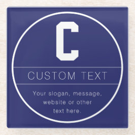 ユニークな名前＆イニシャルテンプレート | ネイビーブルー ガラスコースター