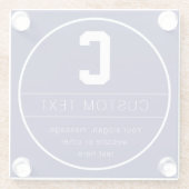 ユニークな名前＆イニシャルテンプレート | ネイビーブルー ガラスコースター (裏面)