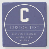 ユニークな名前＆イニシャルテンプレート | ネイビーブルー ストーンコースター (正面)