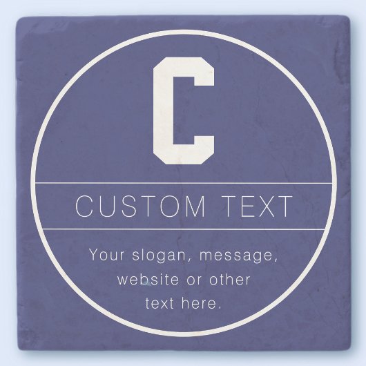 ユニークな名前＆イニシャルテンプレート | ネイビーブルー ストーンコースター