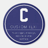 ユニークな名前＆イニシャルテンプレート | ネイビーブルー マグネット (正面)