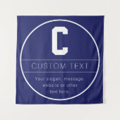 ユニークな名前＆モノグラムテンプレート | ネイビーブルー タペストリー (正面)