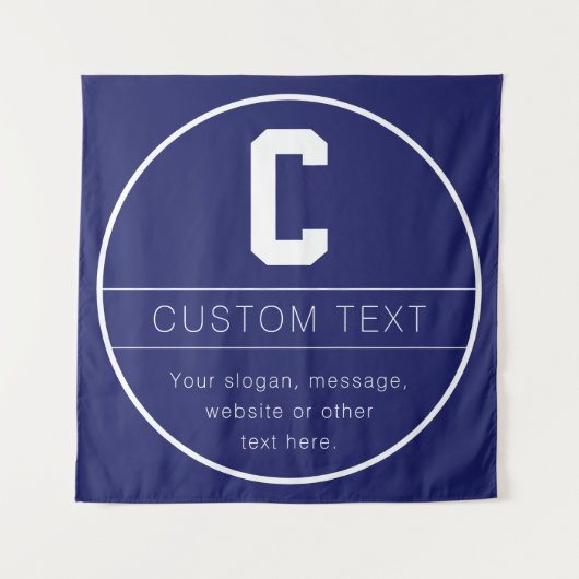 ユニークな名前＆モノグラムテンプレート | ネイビーブルー タペストリー (正面)