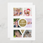 ユニークな喜びのホリデーグリーティング家族写真 シーズンカード (正面/裏面)