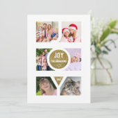 ユニークな喜びのホリデーグリーティング家族写真 シーズンカード (スタンド正面)