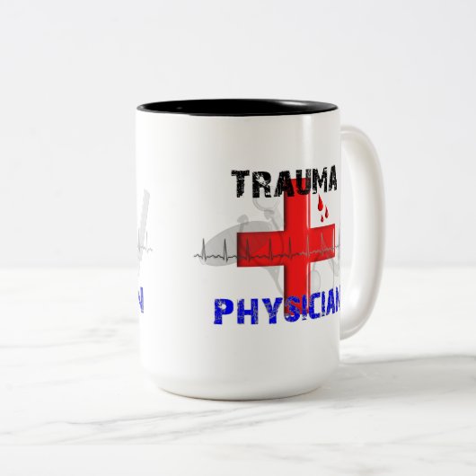 ユニークな外傷の医者のTシャツおよびギフト ツートーンマグカップ (正面右)