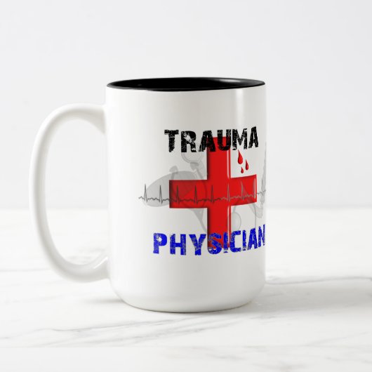 ユニークな外傷の医者のTシャツおよびギフト ツートーンマグカップ (左)