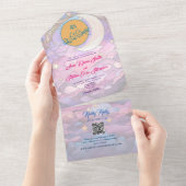 ユニークな天体ウェディング オールインワン招待状 (貼ってはがせる)