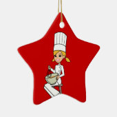 ユニークな女の子のシェフのイラストレーション セラミックオーナメント (右)