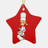 ユニークな女の子のシェフのイラストレーション セラミックオーナメント (左)