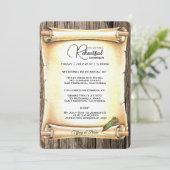 ユニークな巻物＆羽根ペン 結婚式リハーサル招待状 招待状 (スタンド正面)