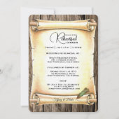 ユニークな巻物＆羽根ペン 結婚式リハーサル招待状 招待状 (正面)