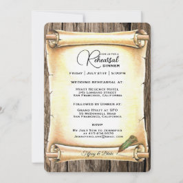 ユニークな巻物＆羽根ペン 結婚式リハーサル招待状 招待状