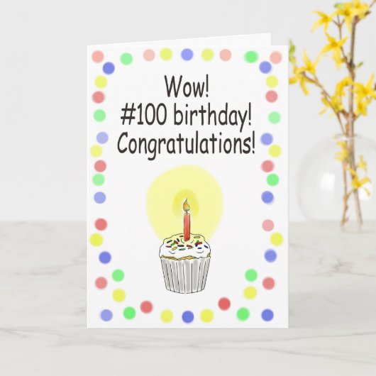 ユニークな幸せな100つの誕生日のペーパー挨拶状 カード (黄色い花)