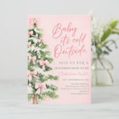 ユニークな弓の女の子の赤ちゃんの冬のシャワー 招待状 (スタンド正面)