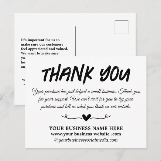 ユニークな感謝ビジネス ポストカード (正面/裏面)