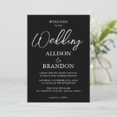 ユニークな手書きタイポグラフィー ブラック＆ホワイト ウェディング 招待状 (スタンド正面)