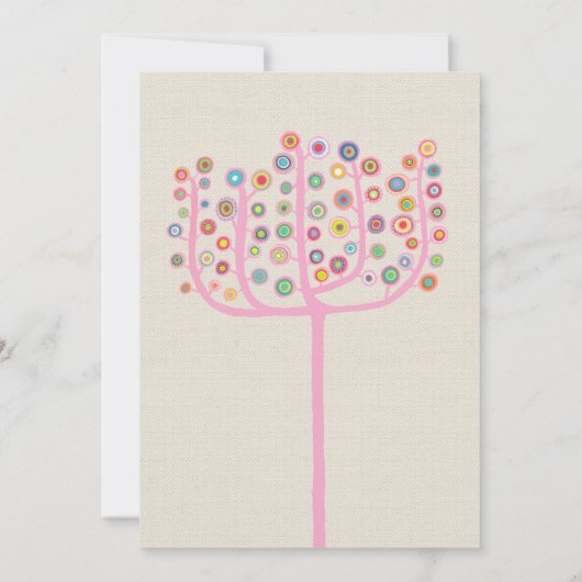 ユニークな抽象樹木の絵画 招待状 (裏面)