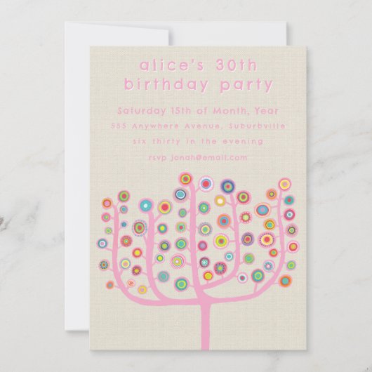 ユニークな抽象樹木の絵 招待状 (正面)