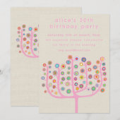 ユニークな抽象樹木の絵 招待状 (正面/裏面)