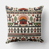 ユニークな抽象的なレトロ幾何学模様 クッション (裏面)