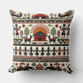 ユニークな抽象的なレトロ幾何学模様 クッション (正面)