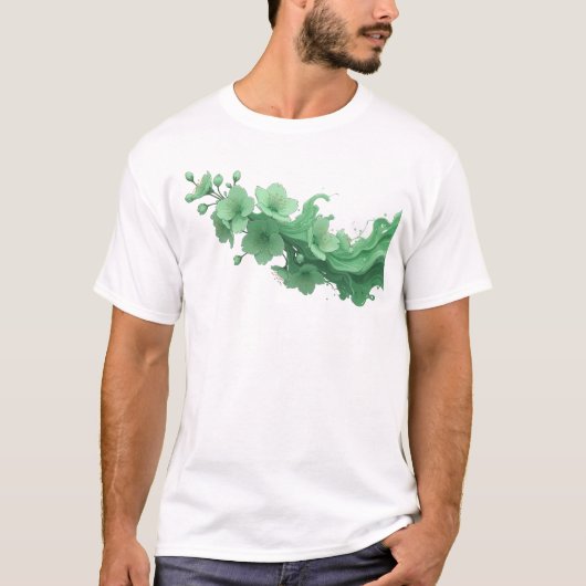 ユニークな抽象的フラワー クリエイティブプリント Tシャツ (正面)