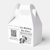 ユニークな新聞の写真付き結婚式の引き出物箱 フェイバーボックス (正面サイド)
