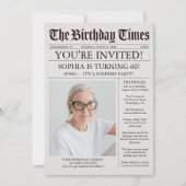 ユニークな新聞の誕生日パーティー招待状 招待状 (正面)