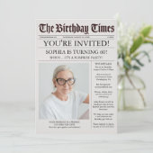 ユニークな新聞の誕生日パーティー招待状 招待状 (スタンド正面)