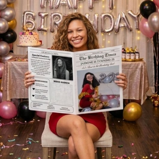 ユニークな新聞の誕生日プログラムのインフォグラフィック 招待状