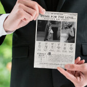 ユニークな新聞スタイルの結婚式招待状　写真タイムライン 招待状