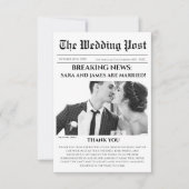 ユニークな新聞写真の結婚式サンクスカード サンキューカード (正面)