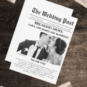 ユニークな新聞写真の結婚式サンクスカード サンキューカード
