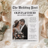 ユニークな新聞写真の結婚式 招待状
