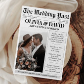 ユニークな新聞写真の結婚式 招待状