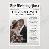 ユニークな新聞写真の結婚式 招待状 (正面)