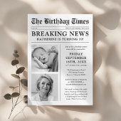 ユニークな新聞写真の誕生日パーティー 招待状