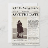 ユニークな新聞写真 ウェディング セーブ・ザ・デート 招待状 (正面)