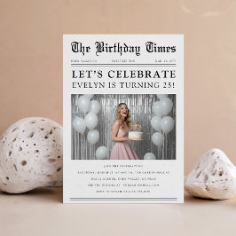ユニークな新聞写真 25歳の誕生日お祝い 招待状